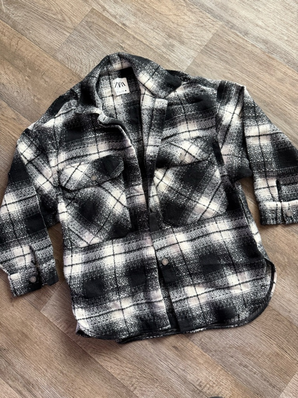 Zara Black and White Plaid Shacket
